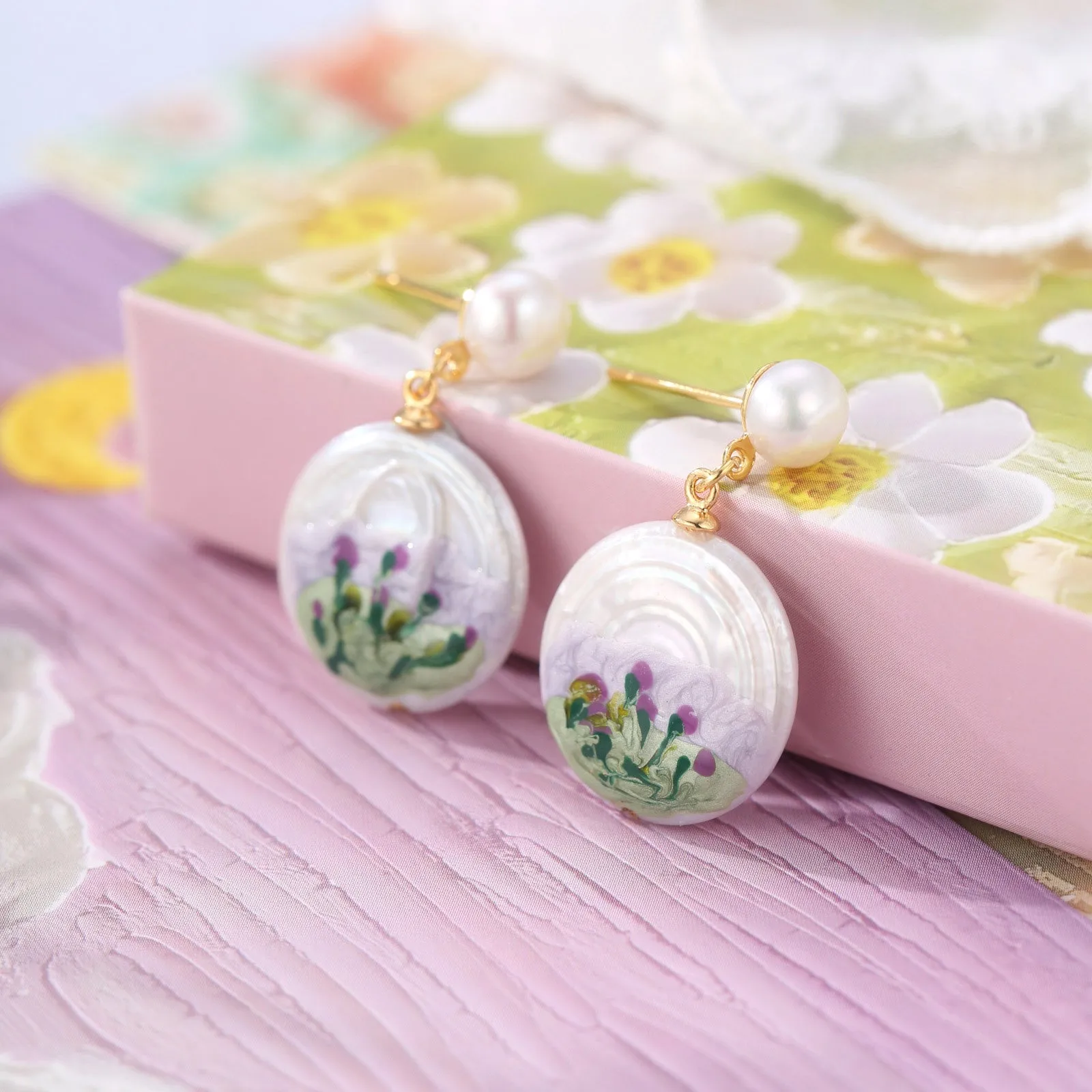 Violet Baroque Pearl Earrings sold by Selenichast product image thumbnail 2