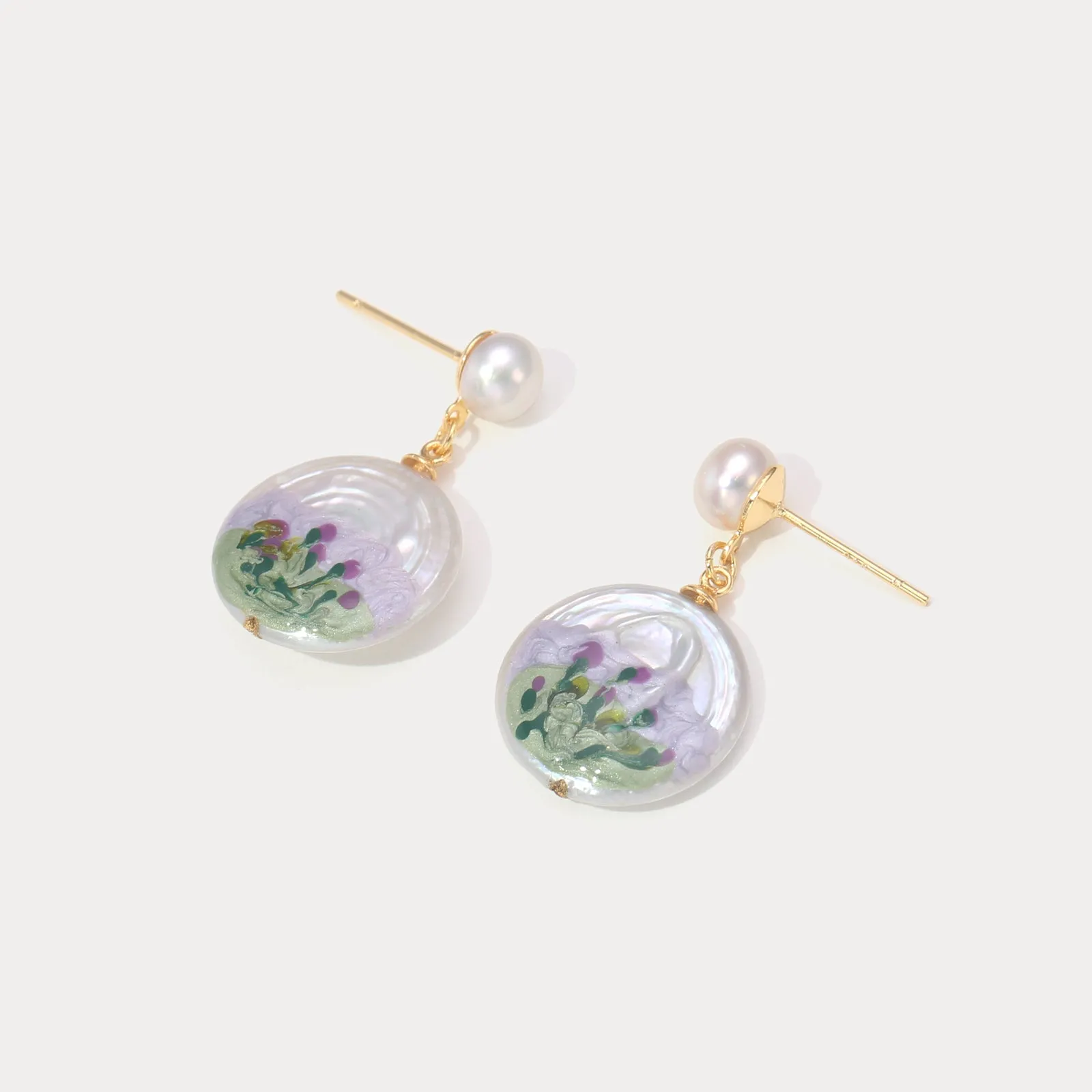 Violet Baroque Pearl Earrings sold by Selenichast product image thumbnail 4