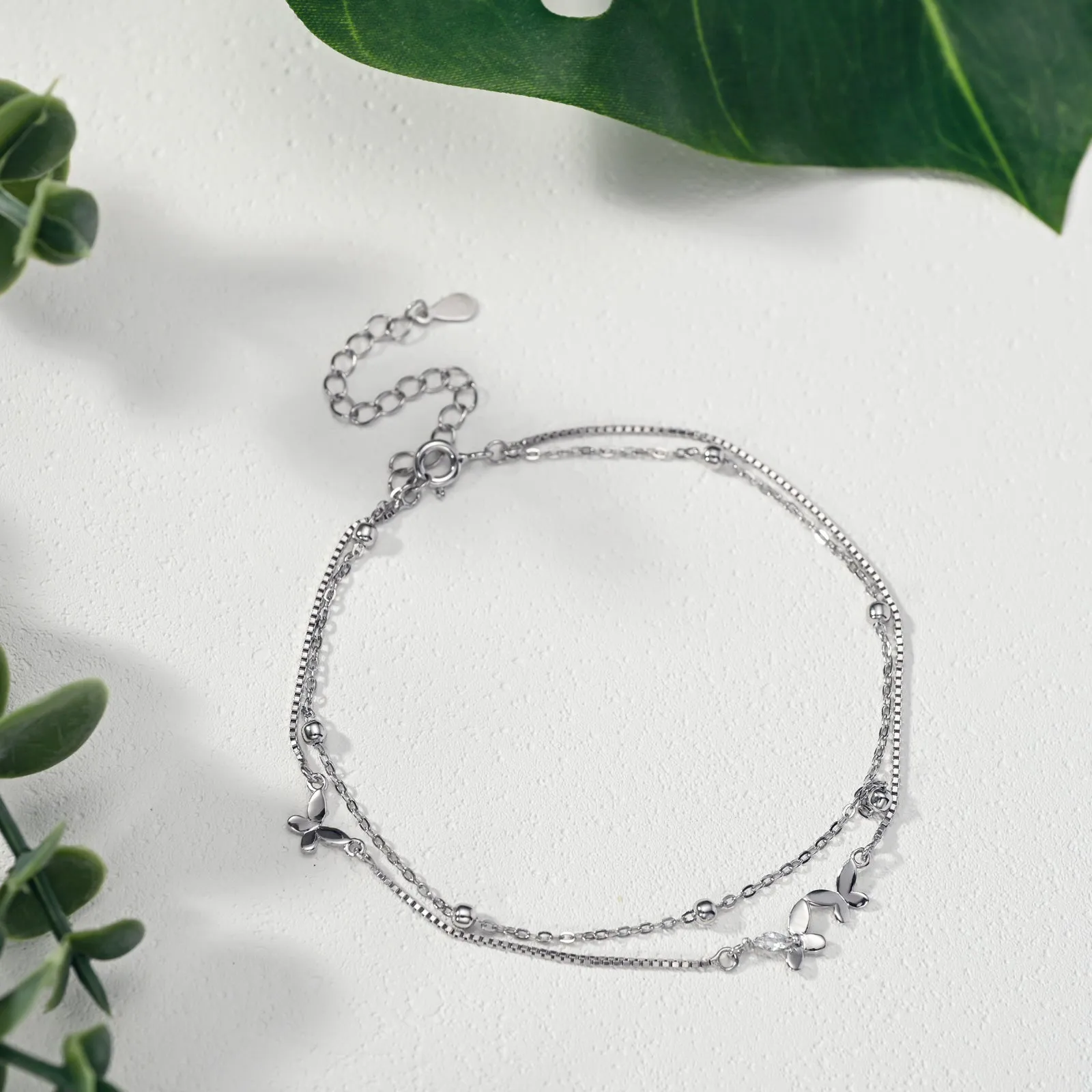 Silver Multi Layer Butterfly Anklet sold by Selenichast product image thumbnail 4