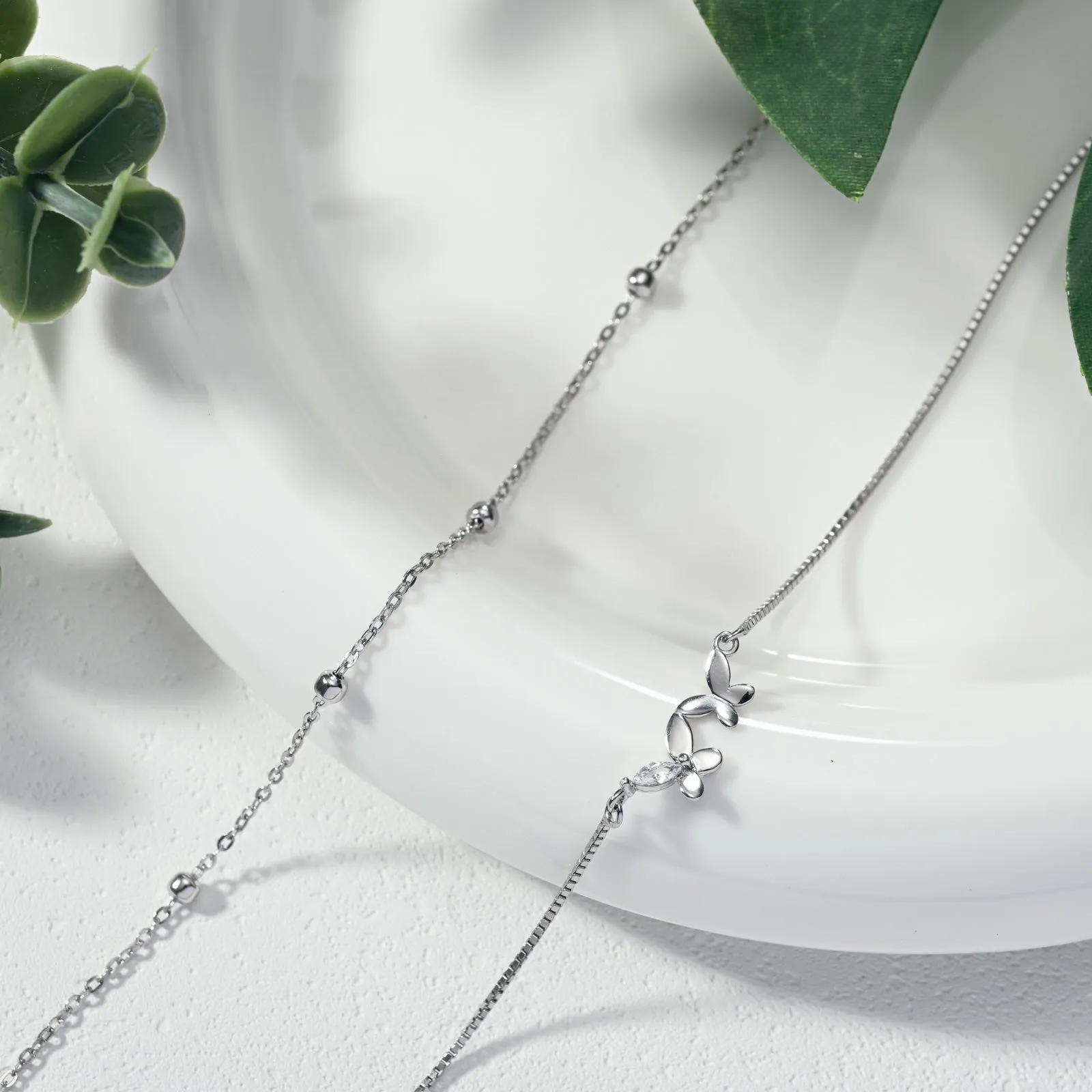 Silver Multi Layer Butterfly Anklet sold by Selenichast product image thumbnail 3