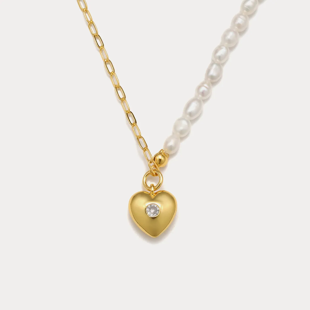 Diamond Pearl Heart Necklace sold by Selenichast