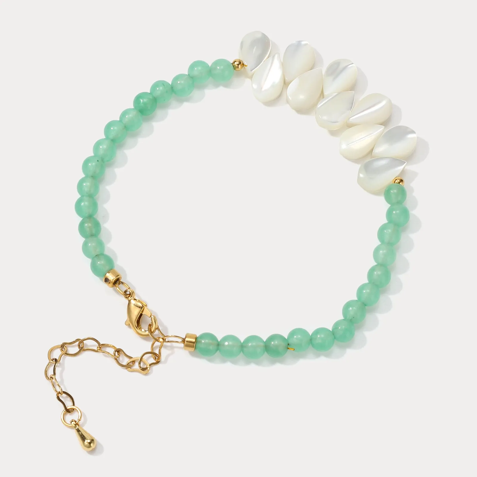 Amazonite Mother of Pearl Leaf Beaded Bracelet sold by Selenichast product image thumbnail 5