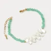 Amazonite Mother of Pearl Leaf Beaded Bracelet sold by Selenichast
