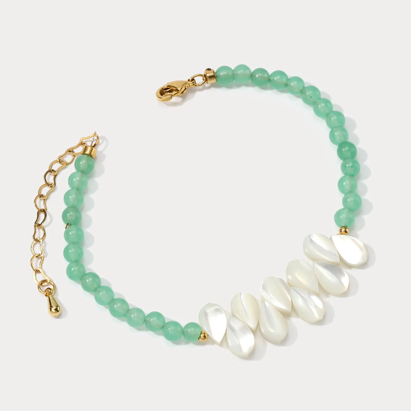 Amazonite Mother of Pearl Leaf Beaded Bracelet sold by Selenichast product image thumbnail 4