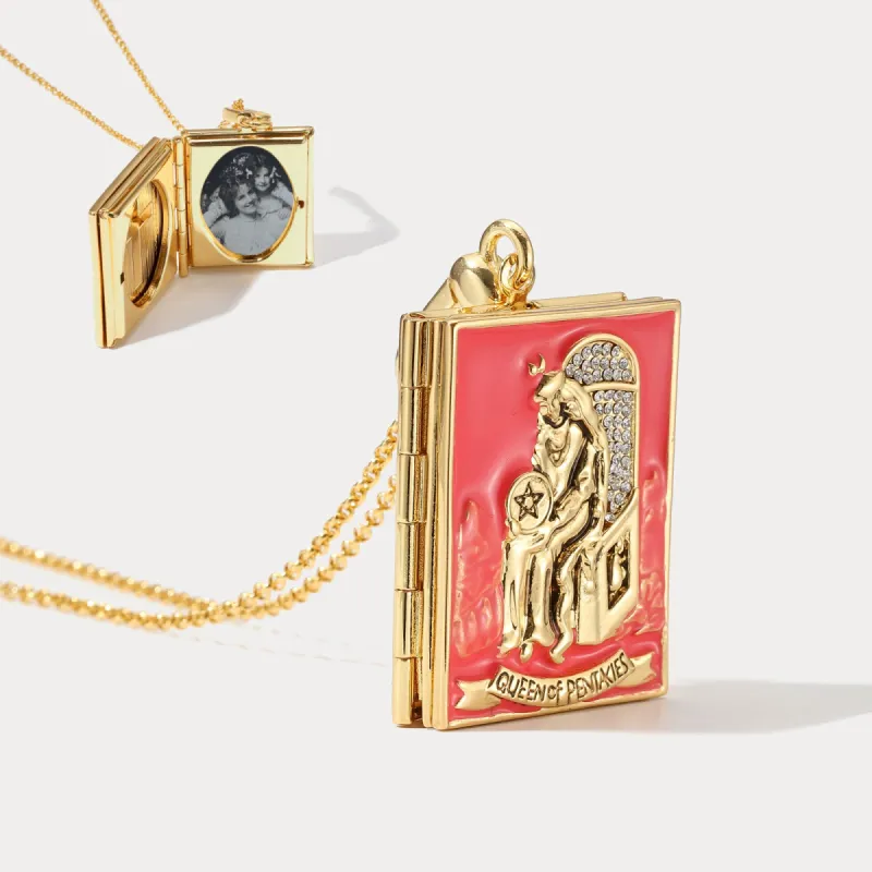 Tarot Locket Necklace - Queen of Coins sold by Selenichast