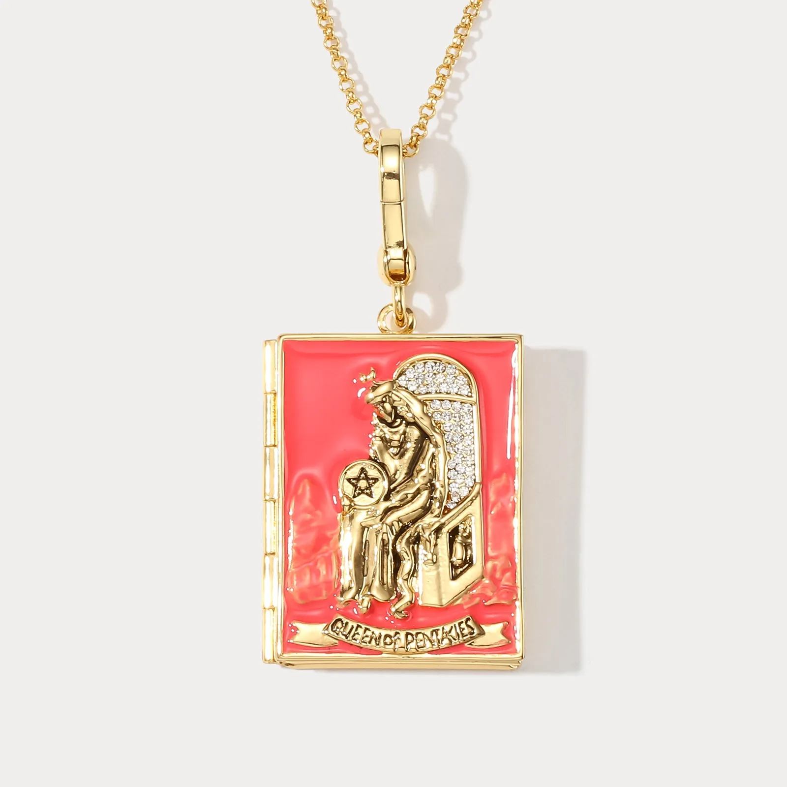 Tarot Locket Necklace - Queen of Coins sold by Selenichast product image thumbnail 2