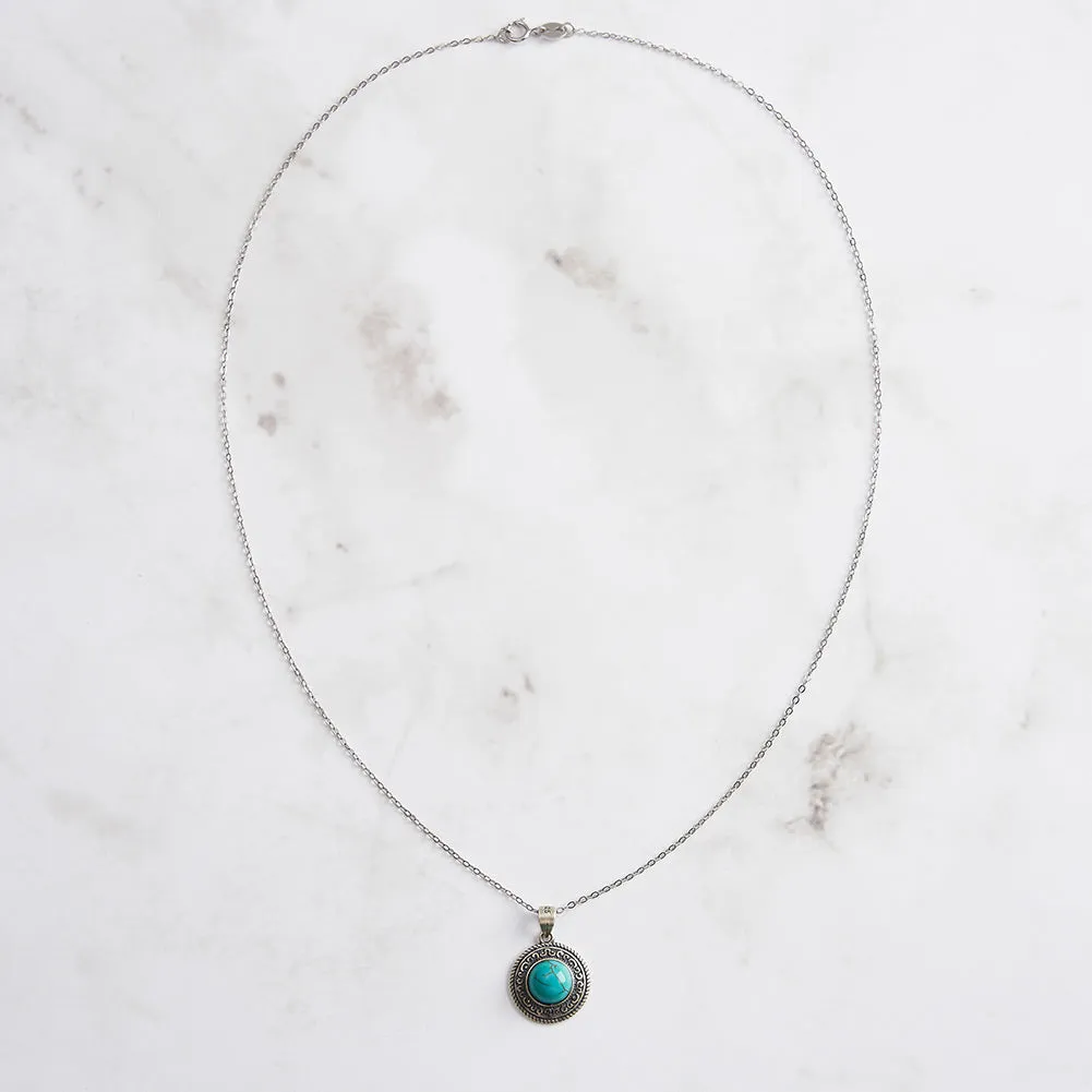 Vintage Turquoise Round Necklace sold by Selenichast product image thumbnail 4