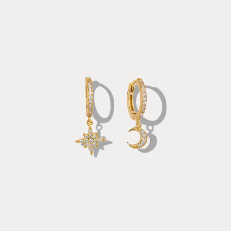 Sky Gold Diamond Drop Hoop Earrings sold by Selenichast