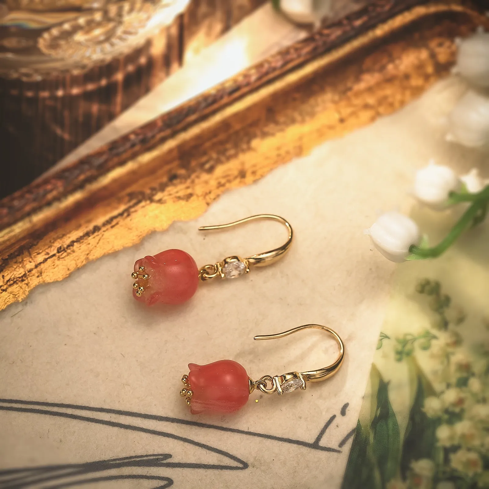 Pink Lily Of The Valley Earrings sold by Selenichast product image thumbnail 3