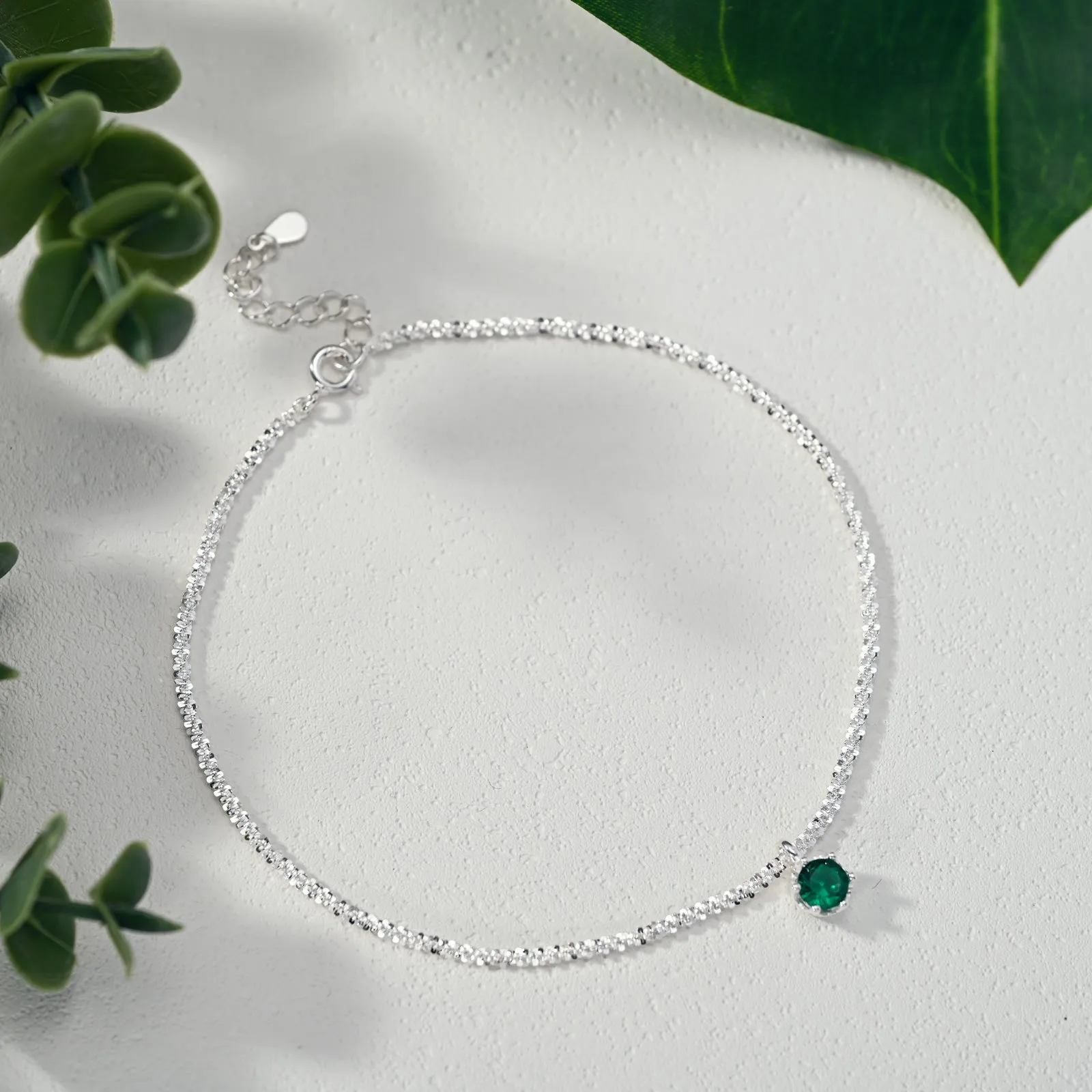 Silver Emerald Anklet sold by Selenichast product image thumbnail 5