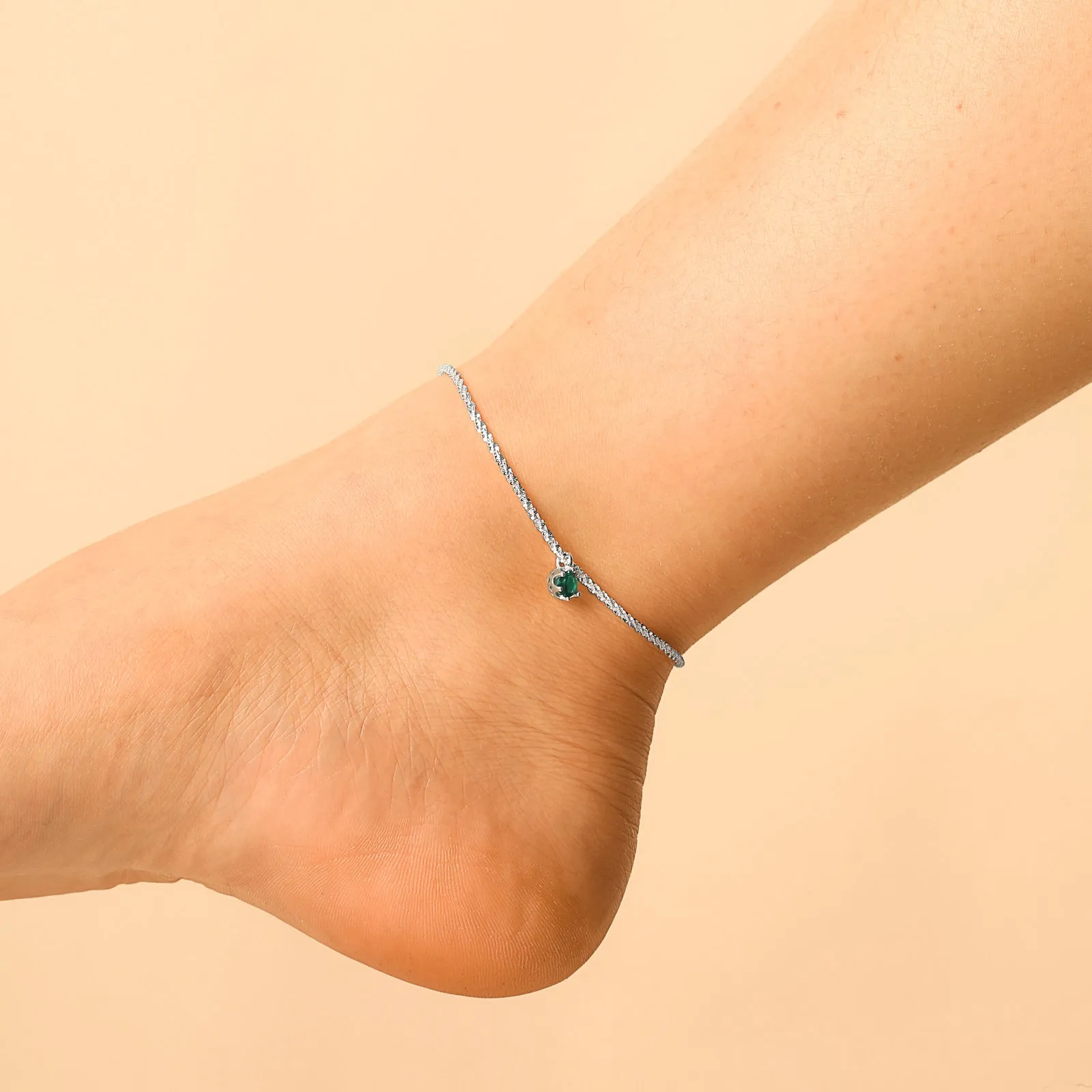 Silver Emerald Anklet sold by Selenichast product image thumbnail 2