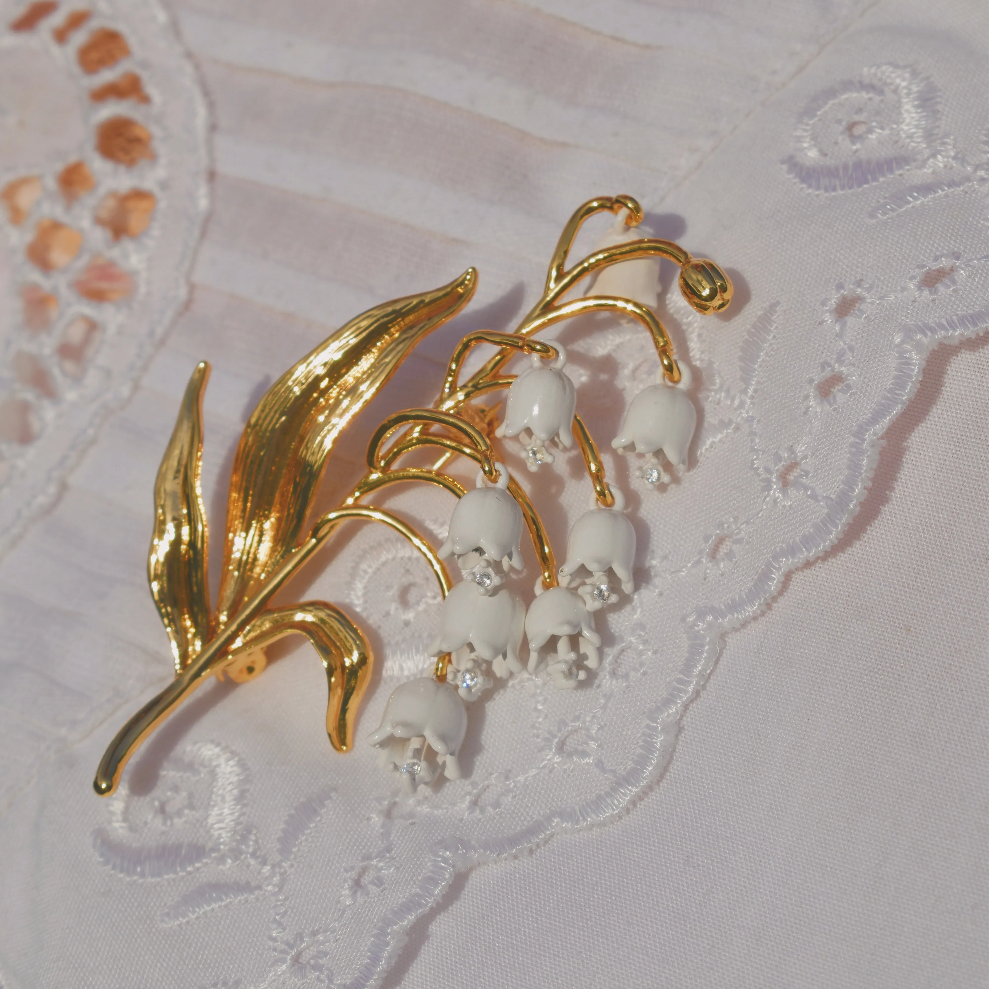Golden Lily of The Valley Brooch sold by Selenichast product image thumbnail 2