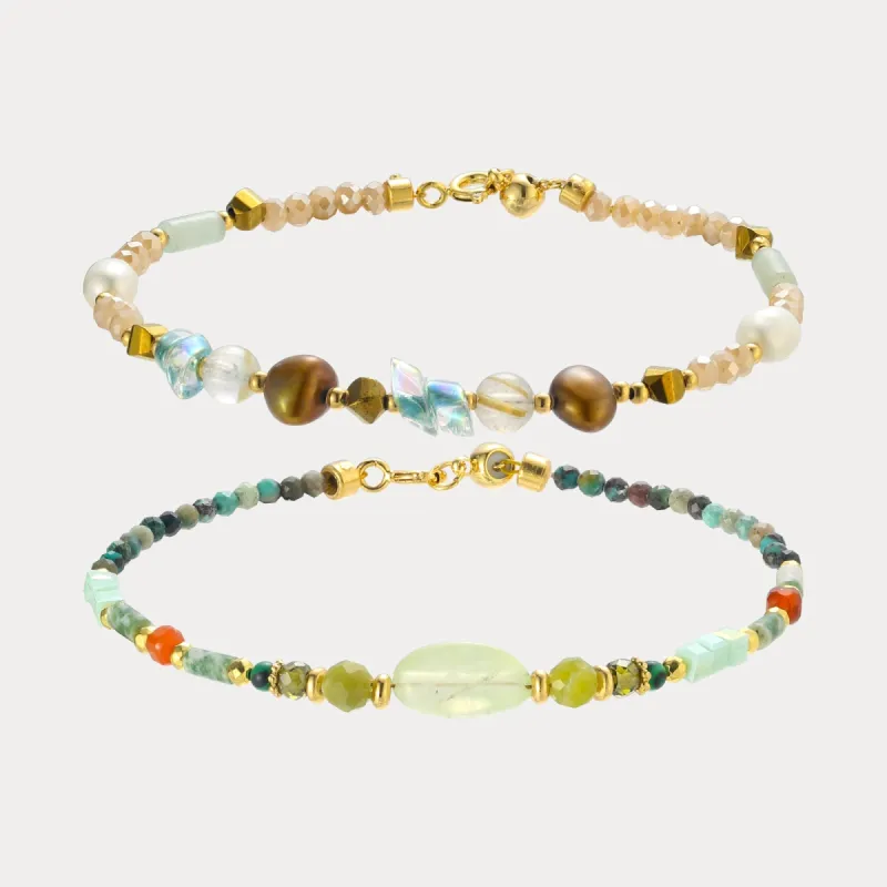 Colorful Natural Stone Beaded Bracelet Set sold by Selenichast