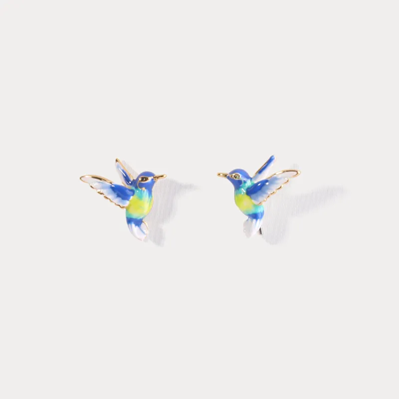 Enamel Hummingbird Earrings sold by Selenichast