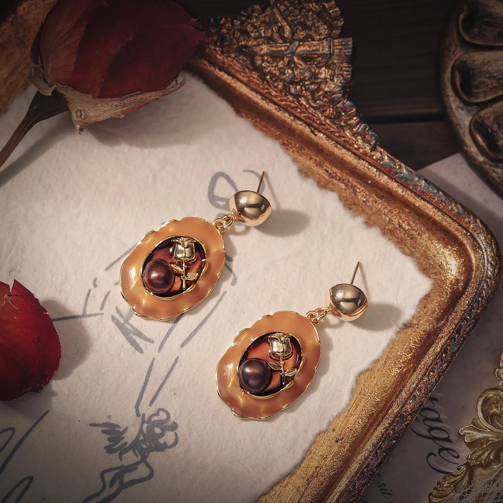 Black Pearl Oil Painting Earrings sold by Selenichast product image thumbnail 5