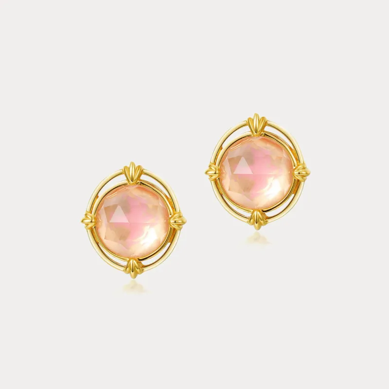 Pink Round Crystal Earrings sold by Selenichast