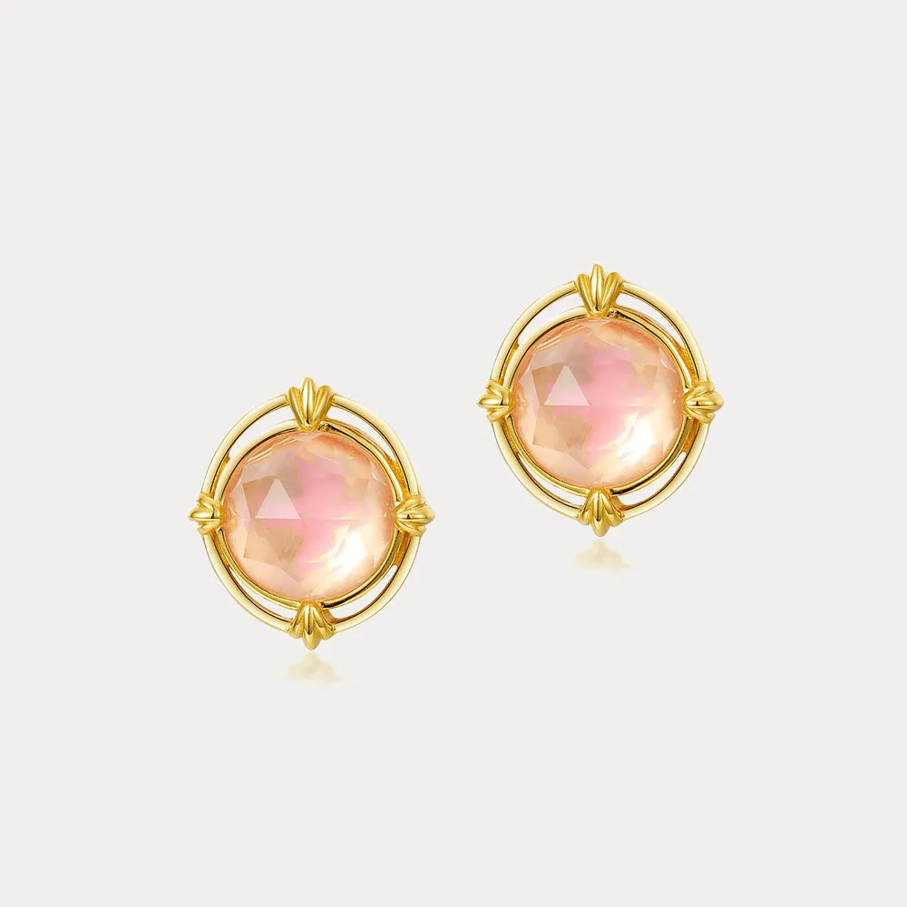 Pink Round Crystal Earrings sold by Selenichast