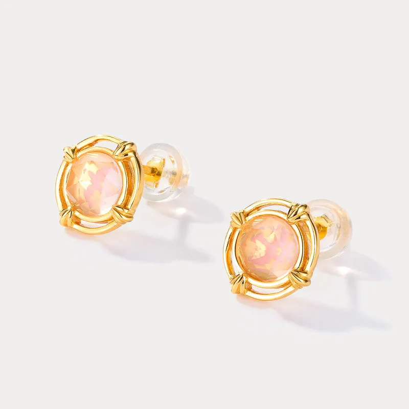 Pink Round Crystal Earrings sold by Selenichast product image thumbnail 2