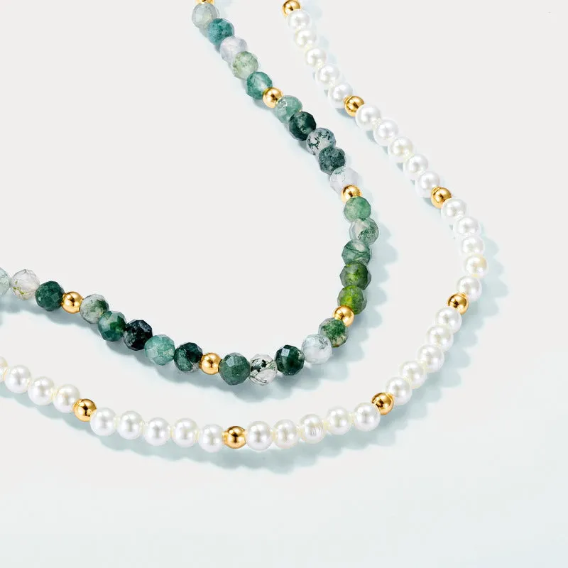 Moss Green Pearl Beaded Necklace sold by Selenichast product image thumbnail 3