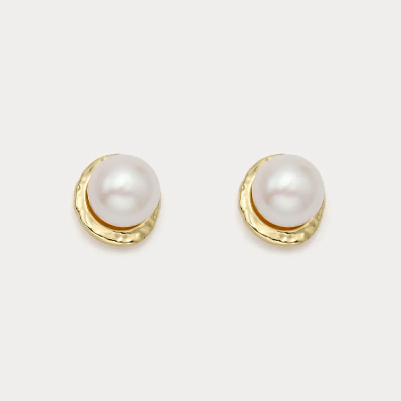 Dainty Pearl Button Earrings sold by Selenichast
