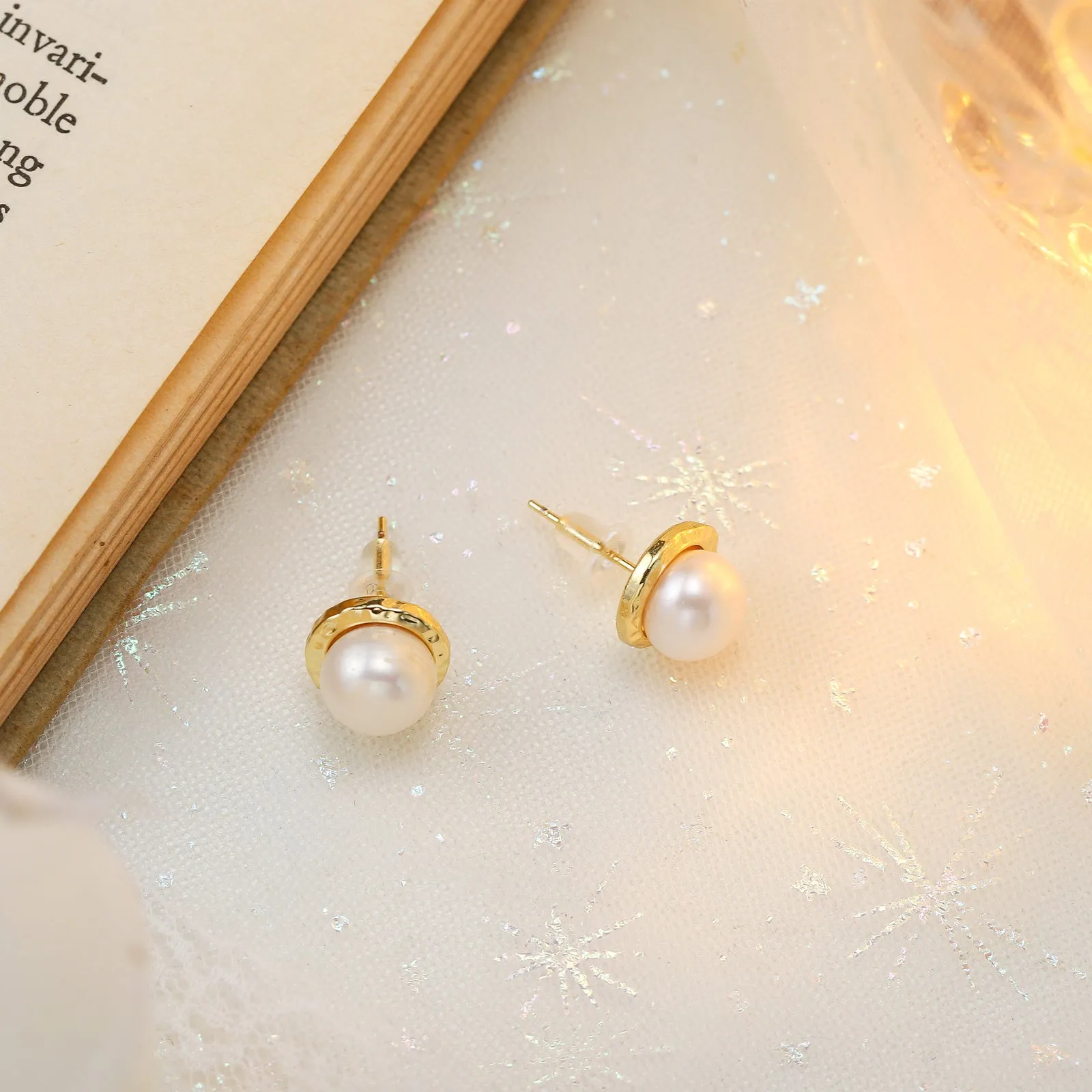 Dainty Pearl Button Earrings sold by Selenichast product image thumbnail 2