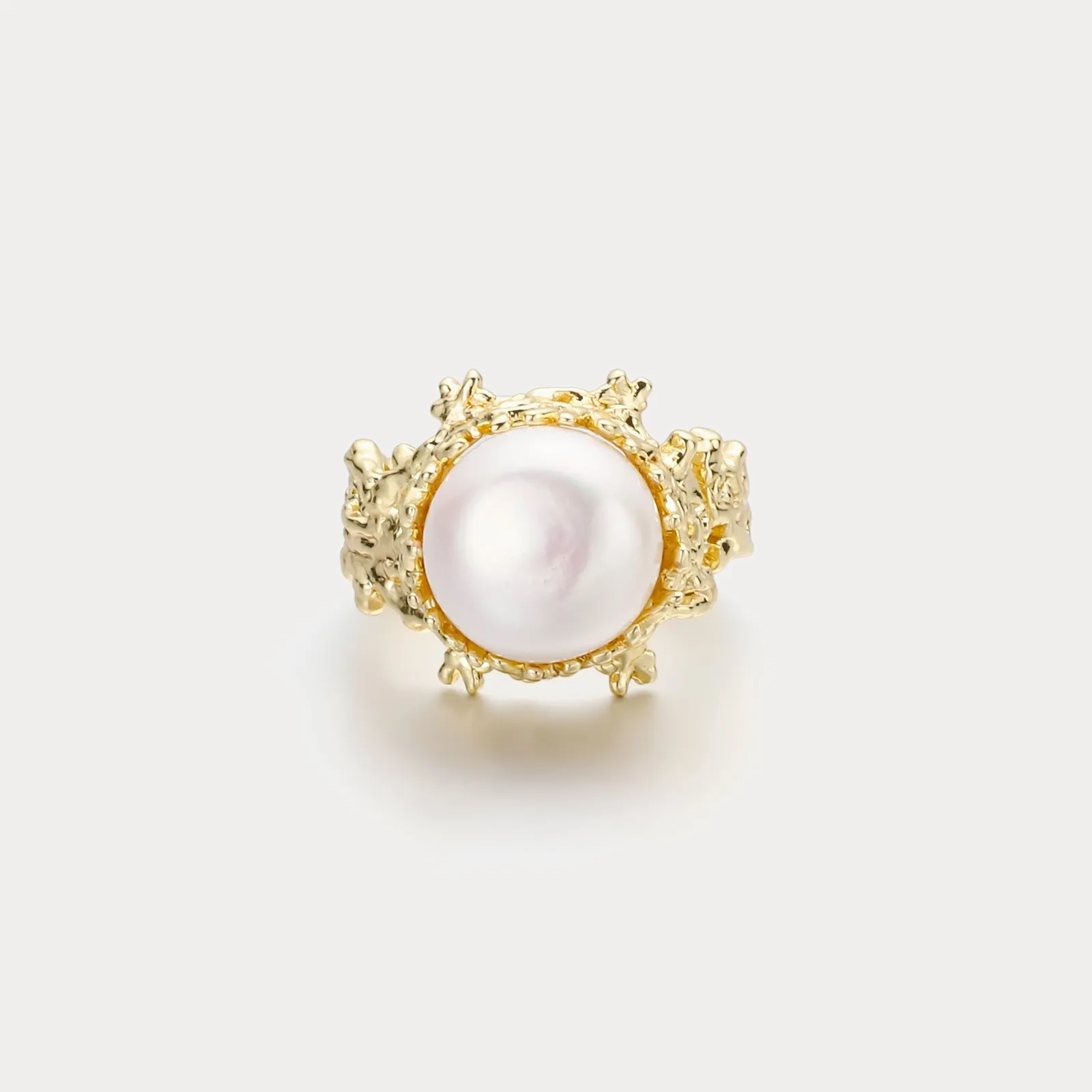 Coral Gold Pearl Ring sold by Selenichast product image thumbnail 5
