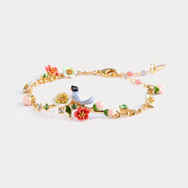 Red-billed Blue Magpie Flower Bracelet sold by Selenichast