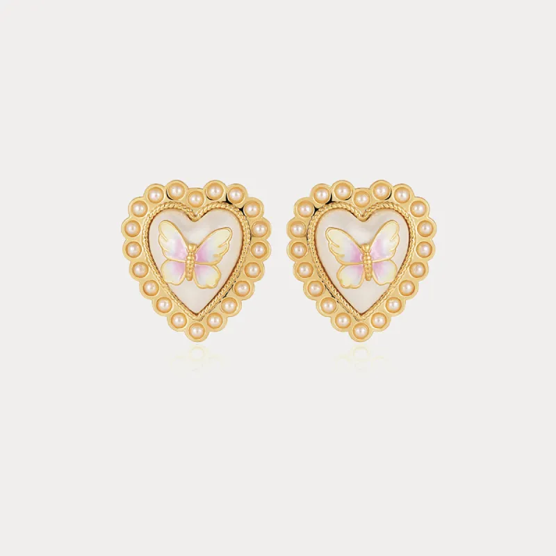 Butterfly Heart Stud Earrings sold by Selenichast