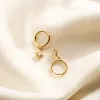 Diamond Star-Shape Drop Hoops Earrings sold by Selenichast