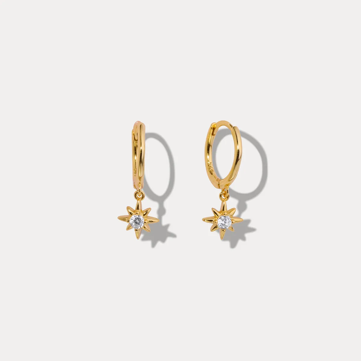 Diamond Star-Shape Drop Hoops Earrings sold by Selenichast