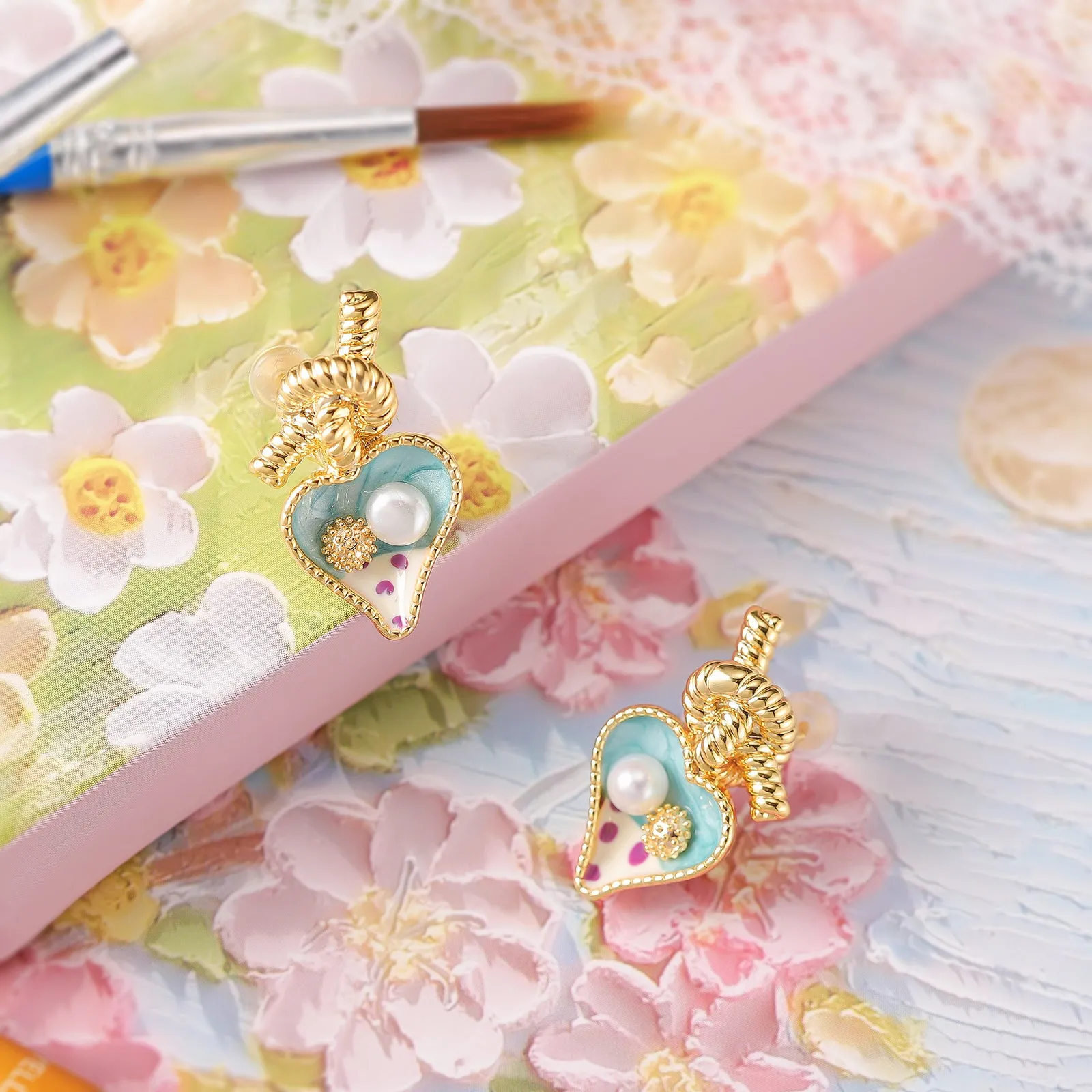 Heart Oil Painting Earrings sold by Selenichast product image thumbnail 4