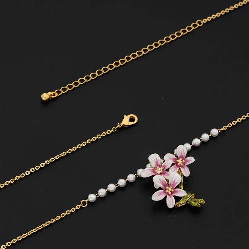 Pearl Flower Enamel Necklace sold by Selenichast product image thumbnail 5