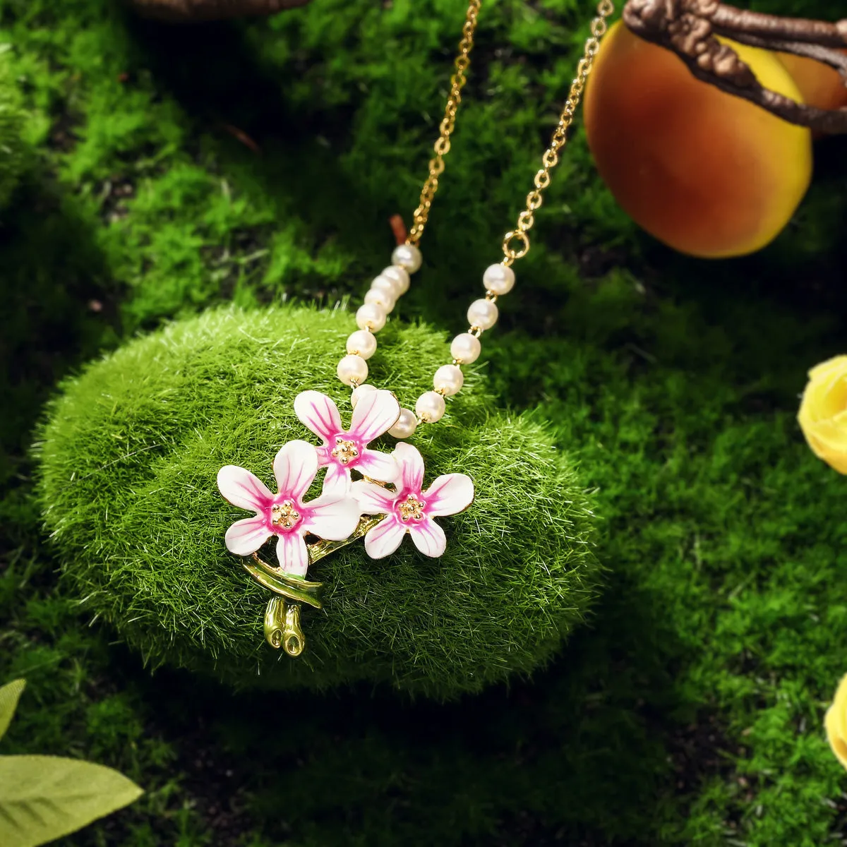 Pearl Flower Enamel Necklace sold by Selenichast product image thumbnail 2