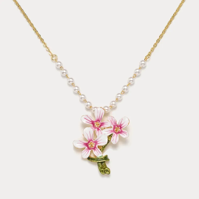Pearl Flower Enamel Necklace sold by Selenichast