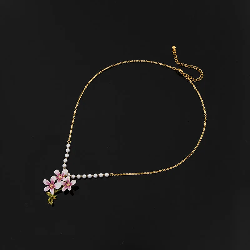 Pearl Flower Enamel Necklace sold by Selenichast product image thumbnail 4