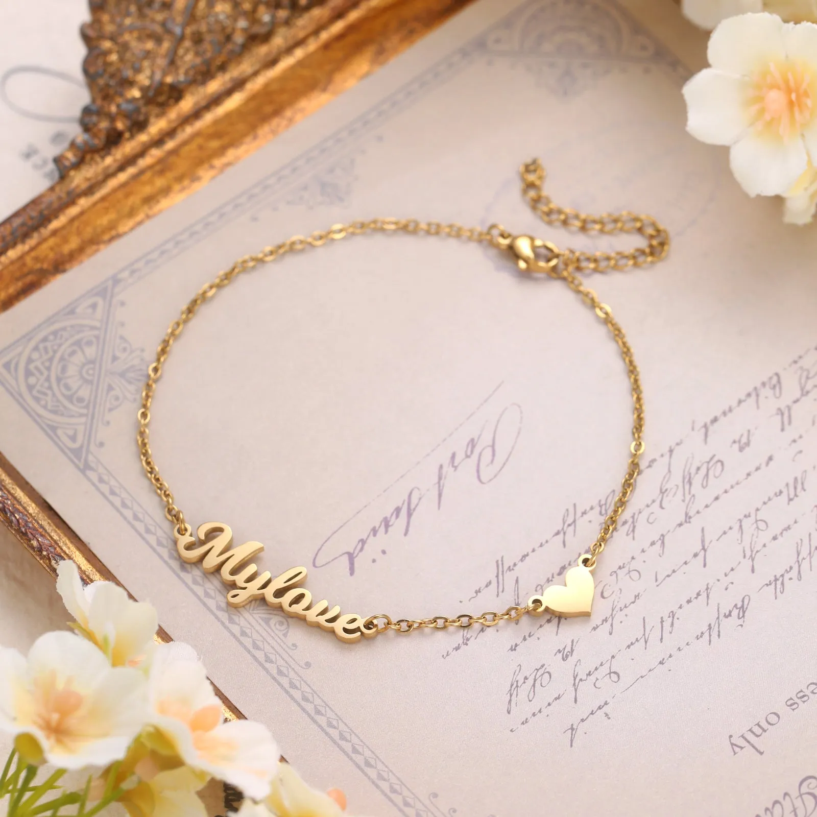 Personalized Heart Anklet sold by Selenichast product image thumbnail 4