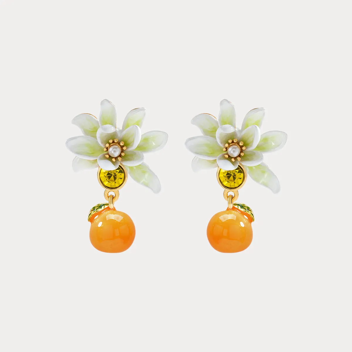 Orange Flower Stud Earrings sold by Selenichast