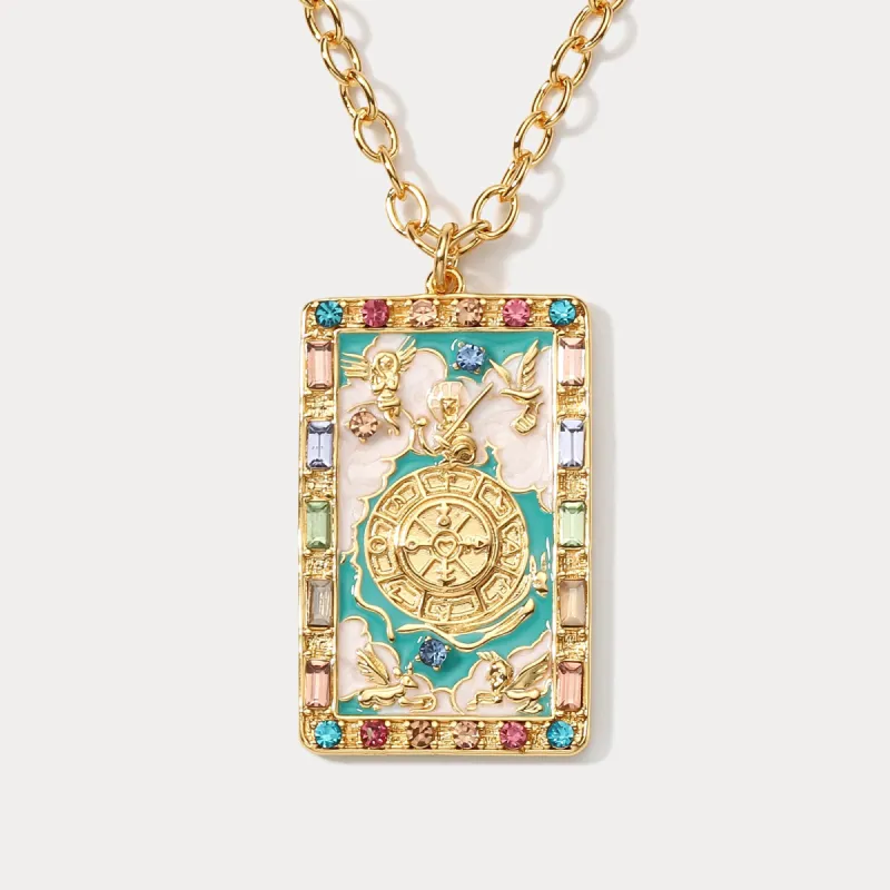 Wheel of Fortune Tarot Card Necklace sold by Selenichast