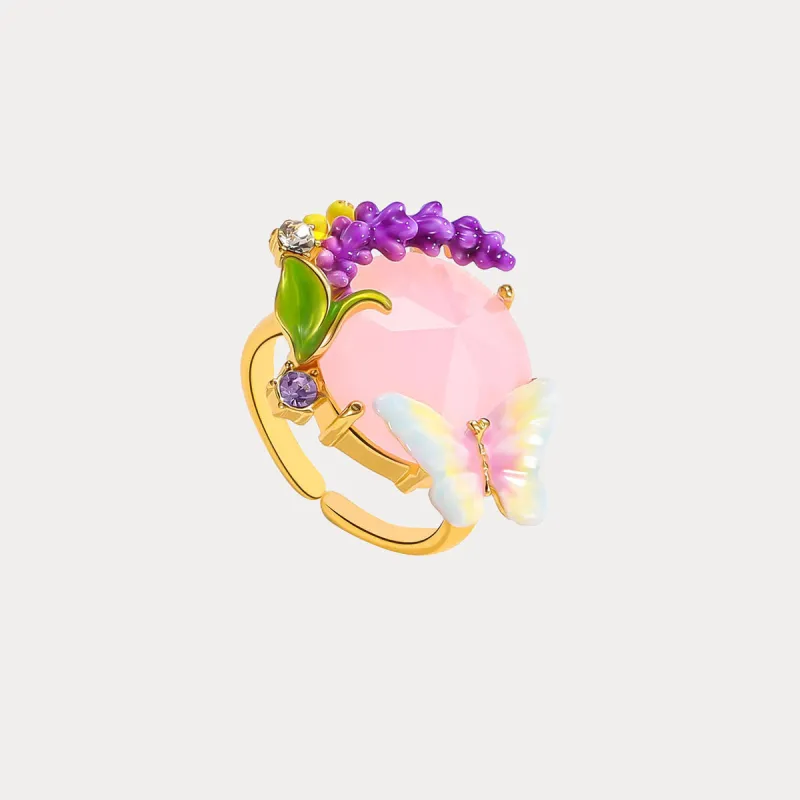 Pink Crystal Lavender Butterfly Ring sold by Selenichast