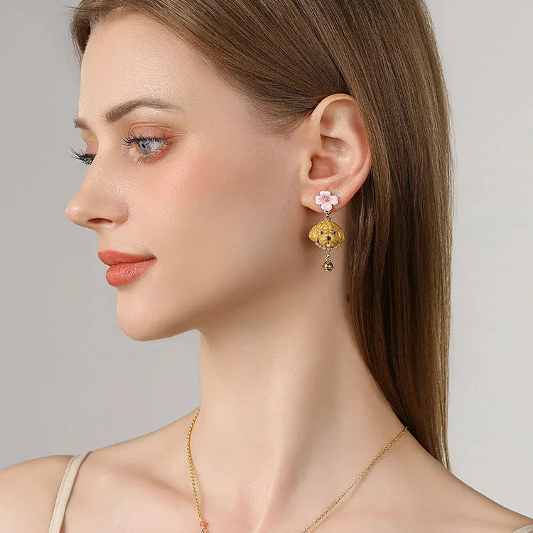 Enamel Goldendoodle Dog Earrings sold by Selenichast product image thumbnail 4