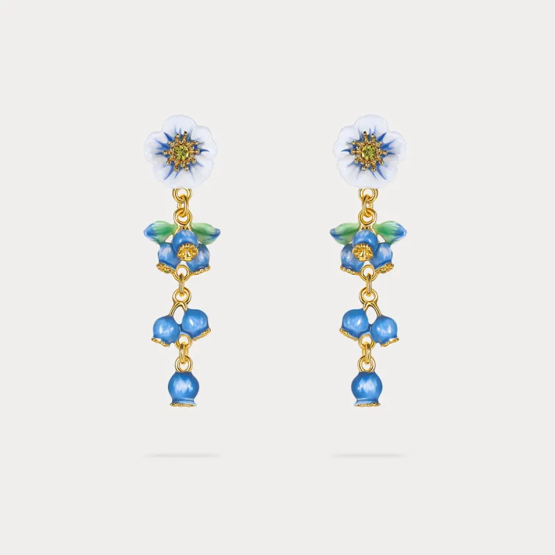 Blueberry Enamel Flower Earrings sold by Selenichast