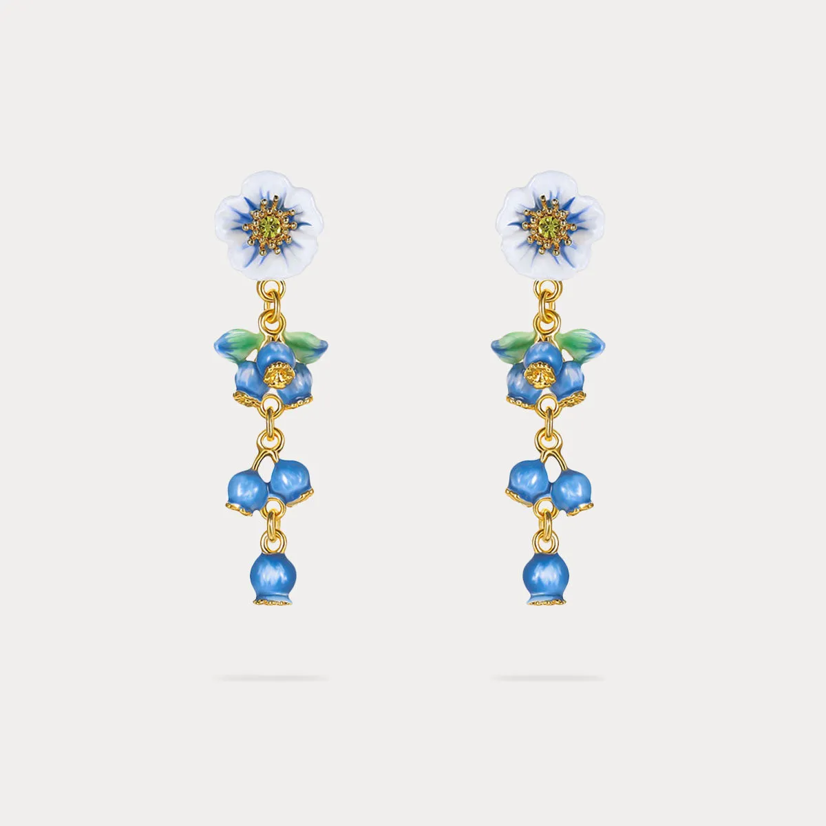 Blueberry Enamel Flower Earrings sold by Selenichast