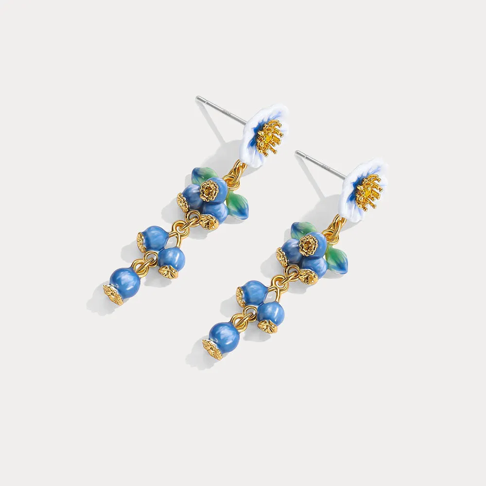 Blueberry Enamel Flower Earrings sold by Selenichast product image thumbnail 5