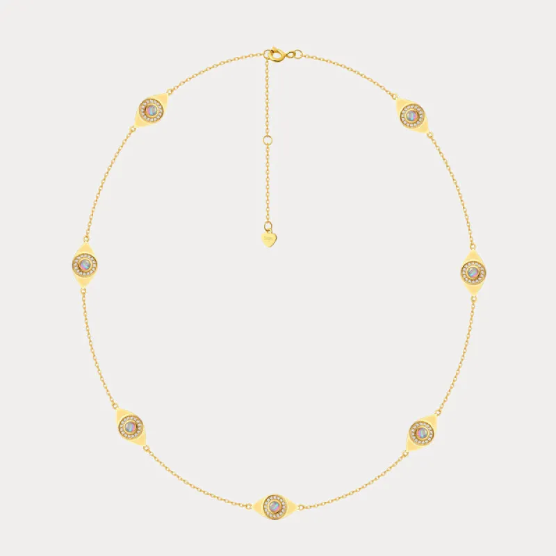 Opal Evil Eye Station Necklace sold by Selenichast