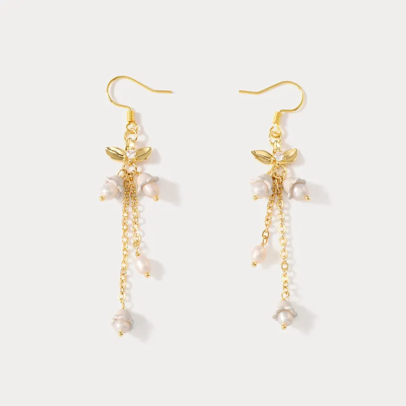 Golden Lily of The Valley Earrings sold by Selenichast