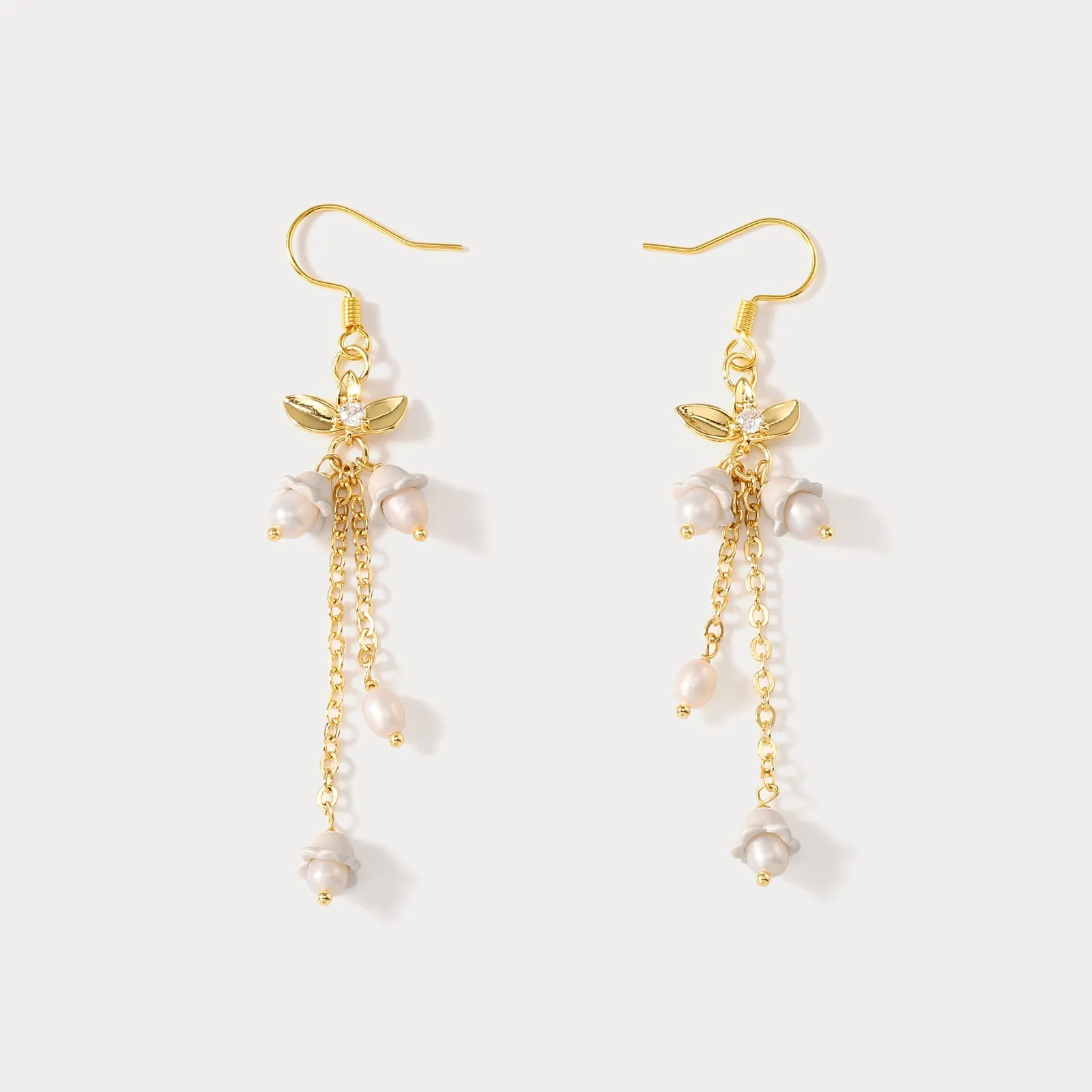 Golden Lily of The Valley Earrings sold by Selenichast
