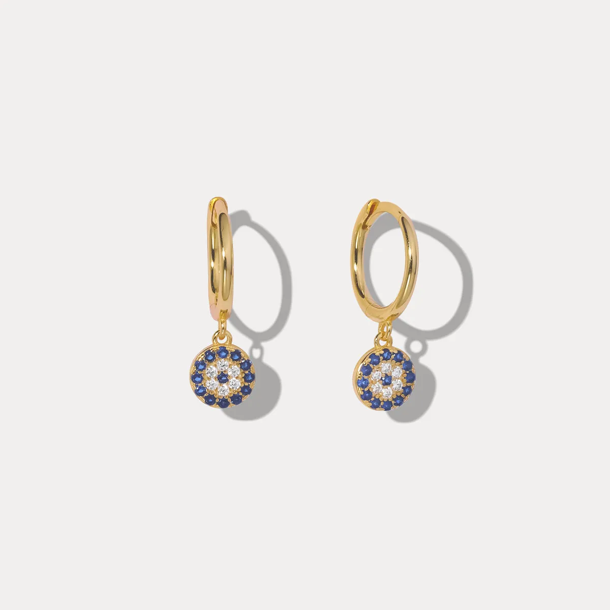 Sapphire Diamond Round Drop Hoops Earrings sold by Selenichast