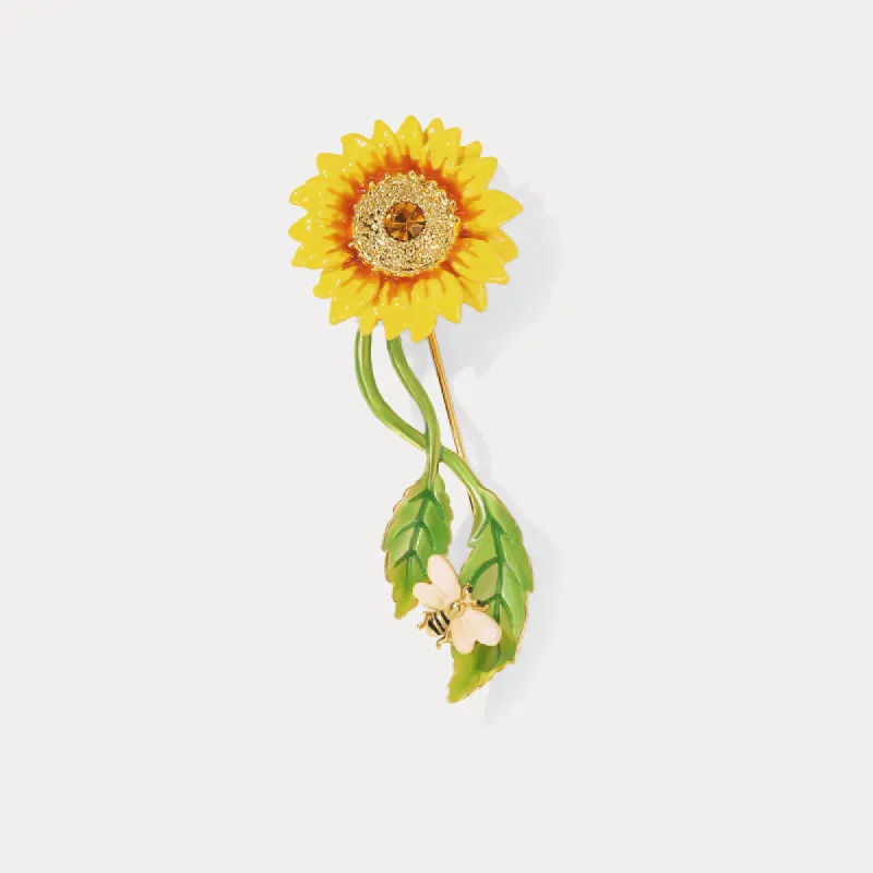 Sunflower & Bee Brooch sold by Selenichast