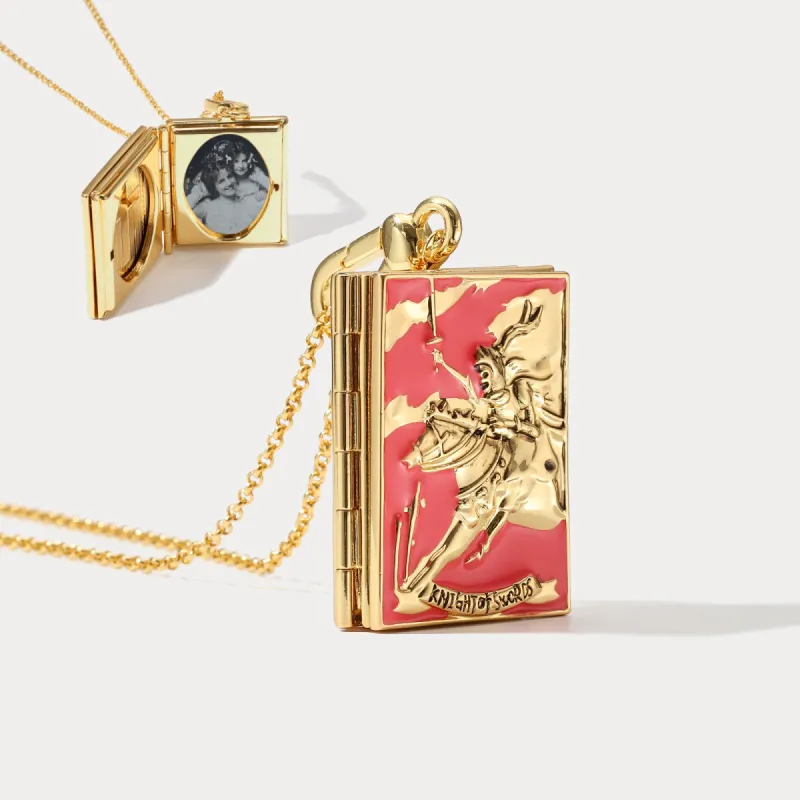 Tarot Locket Necklace - Knight of Swords sold by Selenichast
