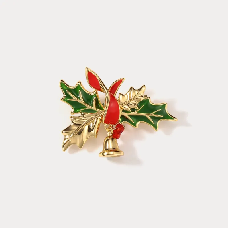 Christmas Holly Bell Brooch sold by Selenichast